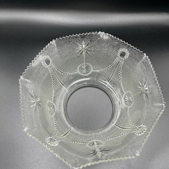 VTG Stippled Pressed Glass Light Shade Starburst Atomic Mid Century 3.25” Fit - Picture 4 of 8